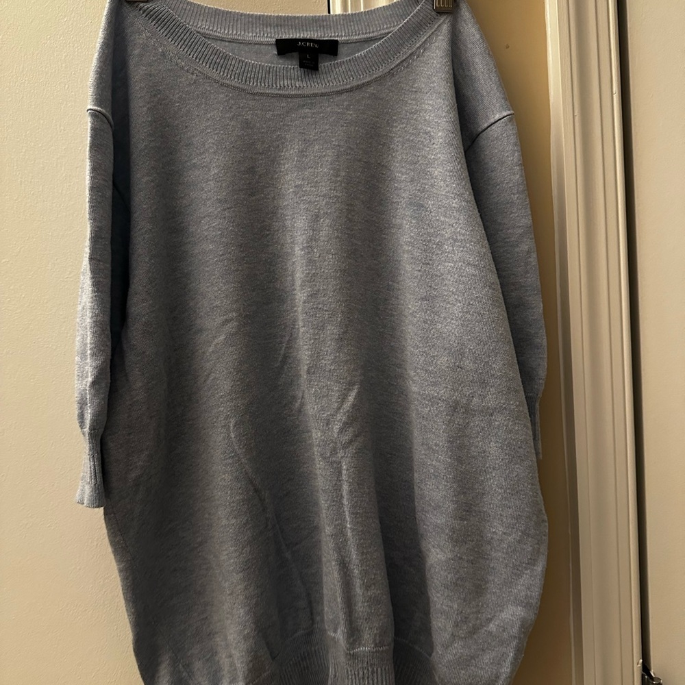 J Crew Women's Light Gray Crew Neck Sweater